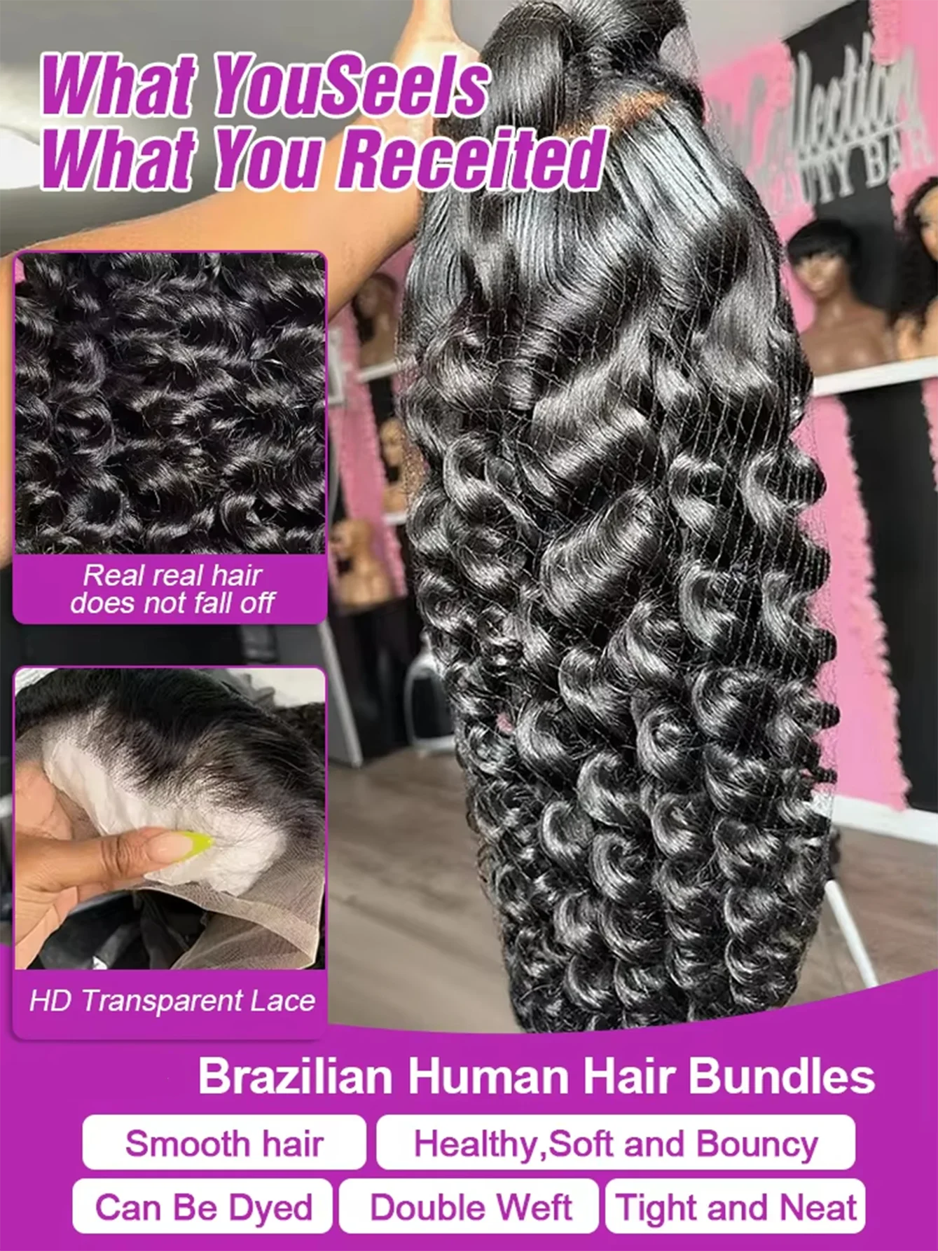 18-42 Inch Loose Wave 13x4 13x6 HD Lace Frontal Wig Human Hair Brazilian Loose Deep Waves Curly Wigs Lace Front Wigs For Women 3