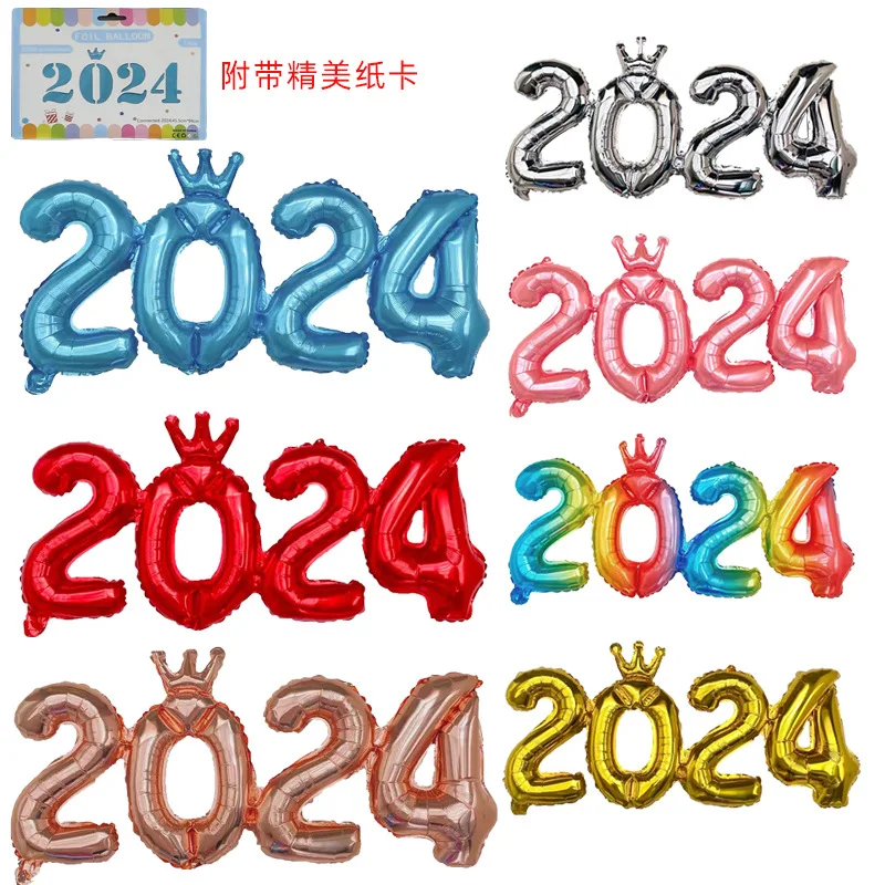 

New Year 2024 Number Foil Balloons Rose Gold Silver Balloon Happy New Year Christmas Party Decorations For Home Navidad Noel