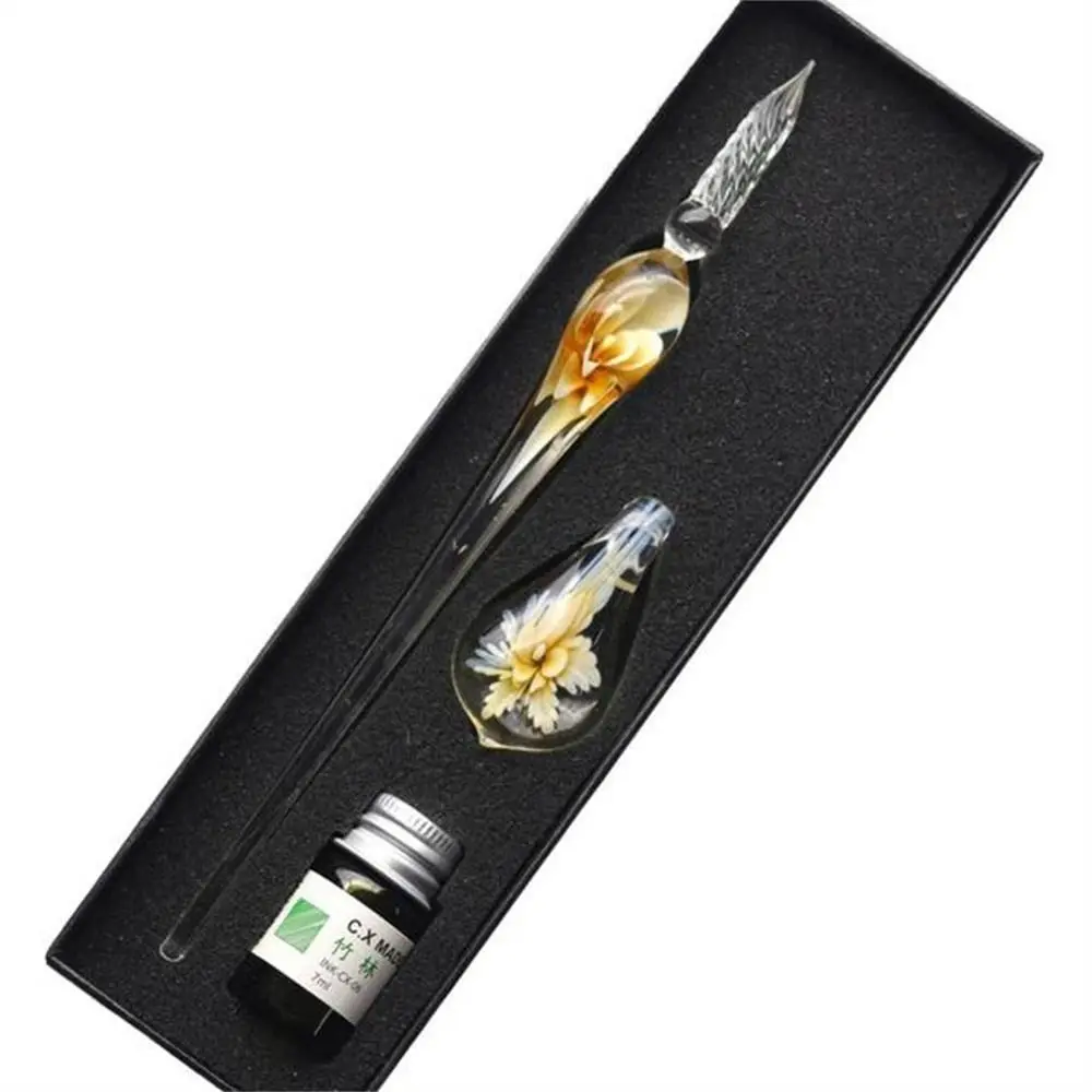 Elegant Floral Glass Dip Pen for Calligraphy and Writing Craftsmanship