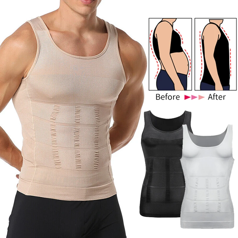 Mens Afslanken Body Shaper Vest Shirt Abs Buik Slanke Gym Workout Tummy Controle Compressie Tank Top Mouwloze Shapewear