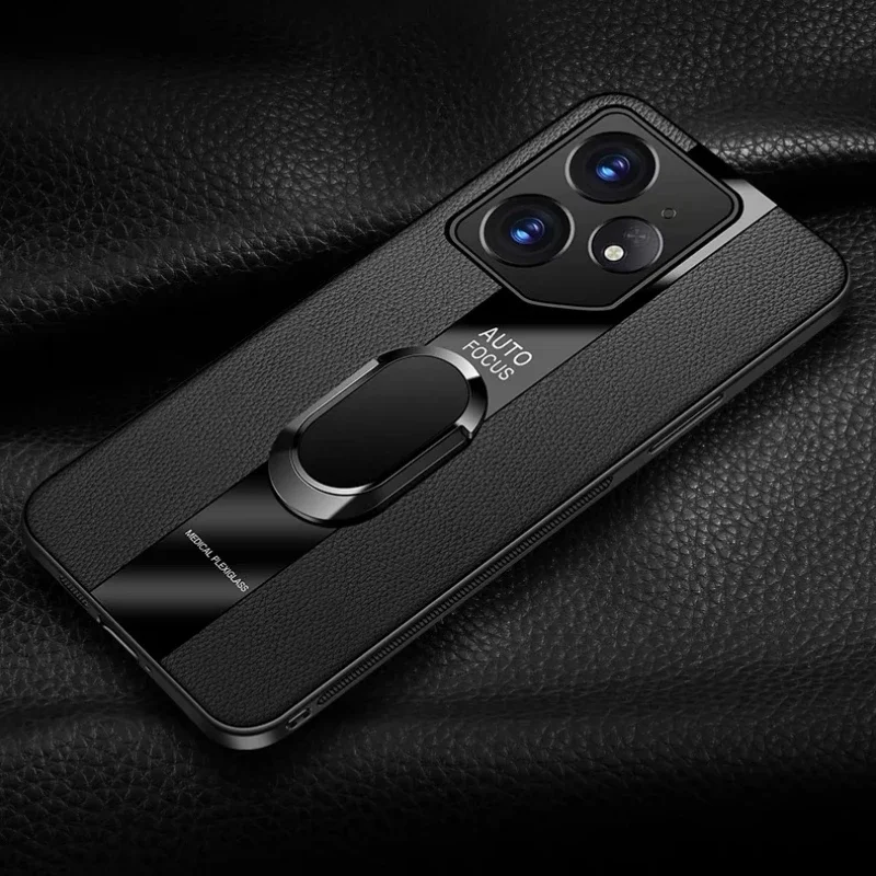 Magnetic Ring Stand Holder Luxury Leather Shockproof Bumper Case