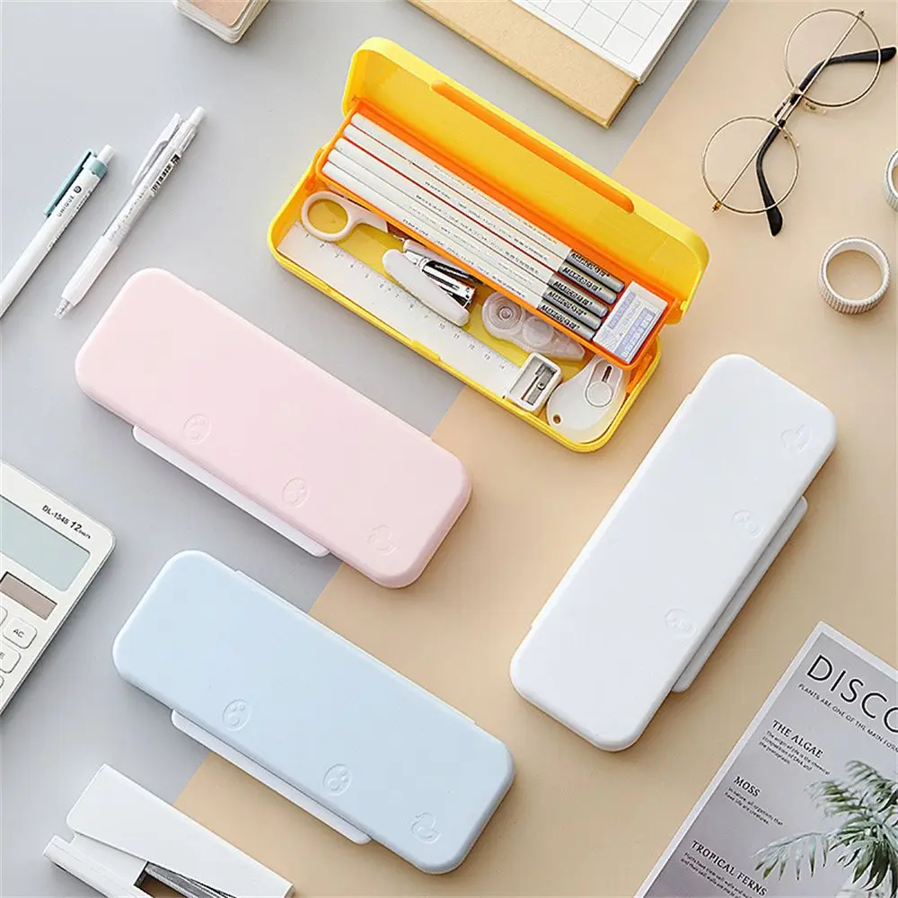 

Large Capacity School Supplies Soild Color Macaron Color Pencil Box Double Layer Pencil Case Pen Case Stationery Case