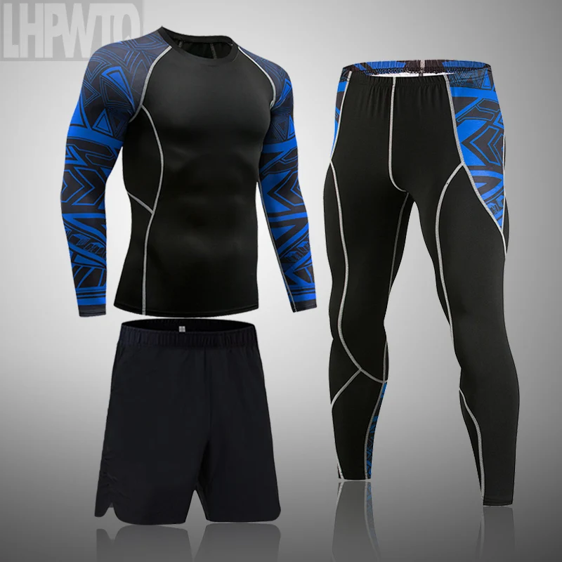 

Men's Sets Long Underwear Compression Thermal Suit Sports Base Layer Rashguard Sports T-Shirt Leggings Running Track Suit