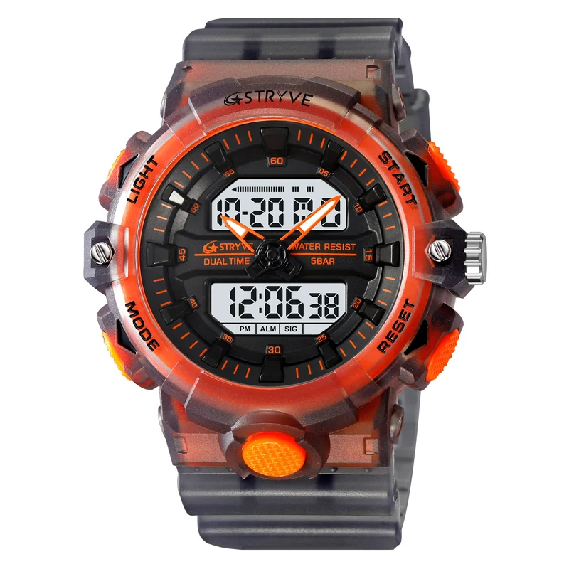 New STRYVE 8028 Men LED Digital Watches White Transparent Fashion Cool Outdoor Sports Watches Shock Waterproof Watch For Men 3