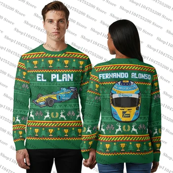 Green Fernando Alonso Official Ugly Christmas Sweater Racing Holiday Sweater Sports Graphic Sweatshirt Print Pullover 2026Jumper