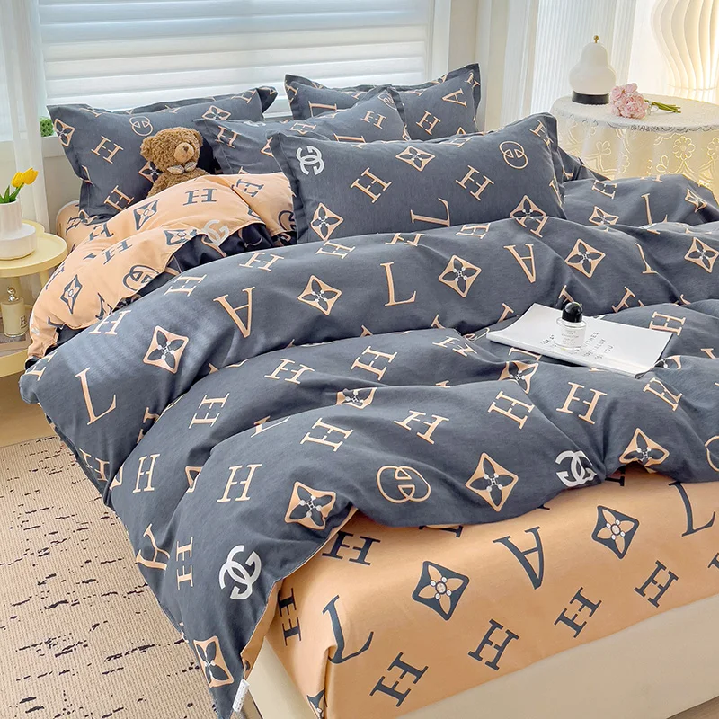 Cotton Bedding Set Bedding Set 4 Pieces 100% Cotton Bed Sheet Comforter Set Modern Fashion Couple Bed Set