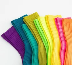Yk 3 pares outono inverno crianças meias meninos meninas macio duplo agulha algodão tubo meias crianças sólido doce cor esporte meias