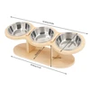 3 elevated cat bowls tilted anti-vomiting iron bowl elevated cat food bowl for food and water all wooden food grade stand 5