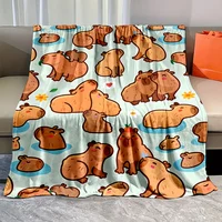 Cute Cartoon Cabypara Print Blanket Warm Soft and Comfortable Home Travel Blanket Sofa Bedding Camping Cars Blankets for Gifts 1