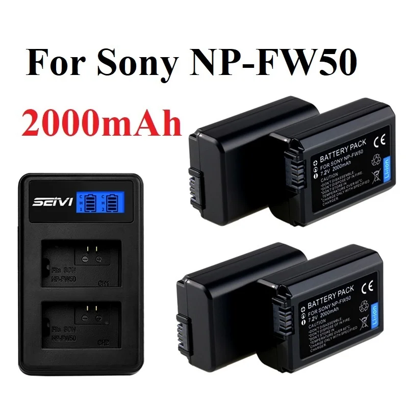 Pacco Batteria Per Caricabatterie Sony Np-Fw50 Np Fw50 Per Sony Alpha A6500 A6300 A6000 A5000 A3000 Nex-3 A7R A7S Nex-7 Parti