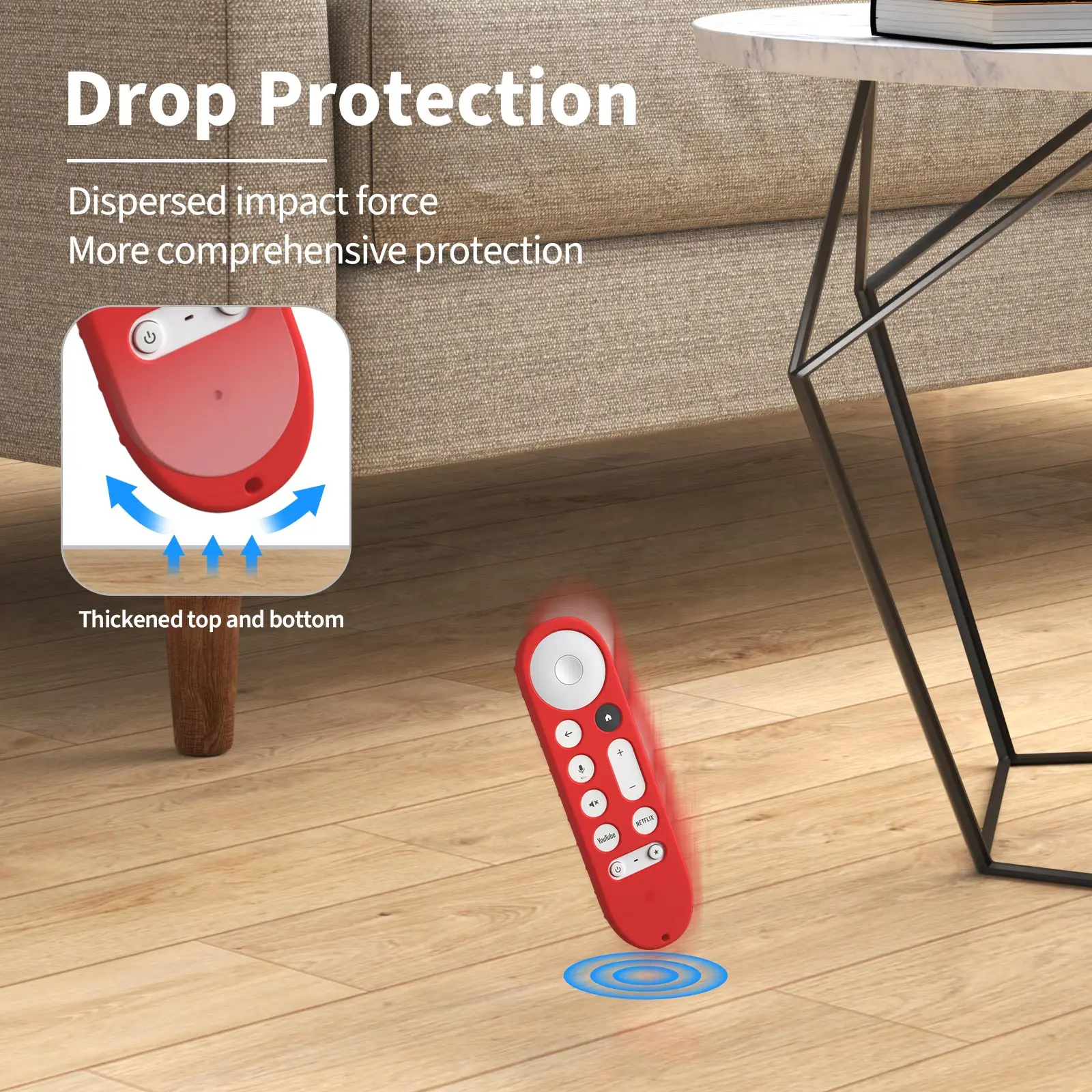 Silicone Protective Case for Google TV Streamer 4K Voice Remote Control Anti-Slipping Protection Cover Shell with Lanyard