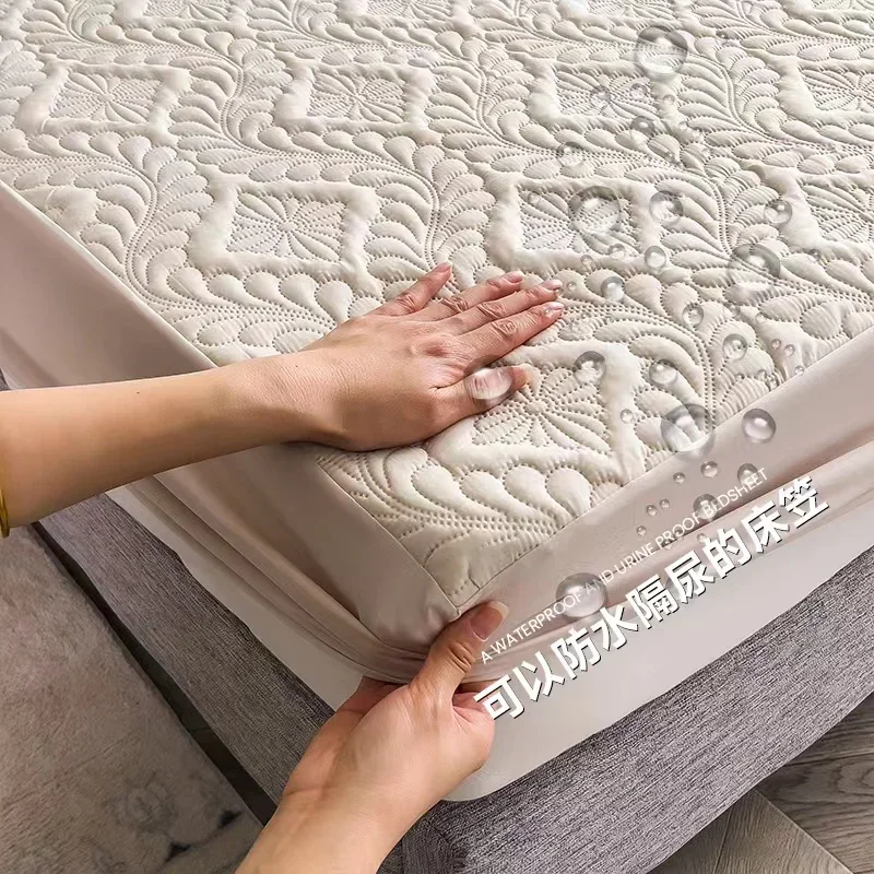 Waterproof Thicken Mattress Pad Protector Breathable Durable Fitted Sheet Bed Cover Quilted Embossed 150x200 180x200 200x220