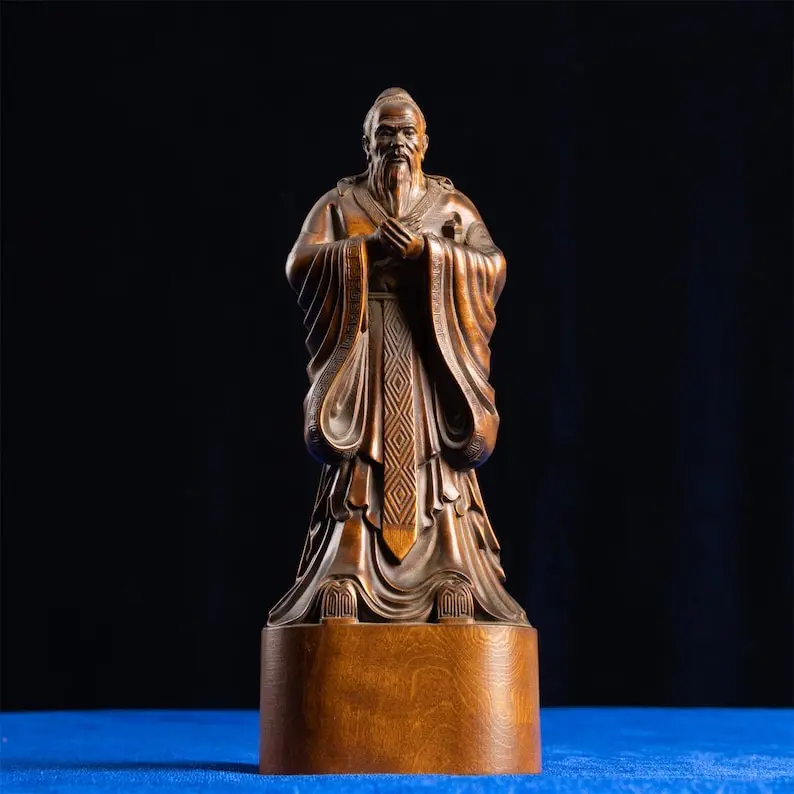 

Statue of Confucius,Temple of Confucius,Feng Shui,Lucky Wooden Statue,Brown Sculpture