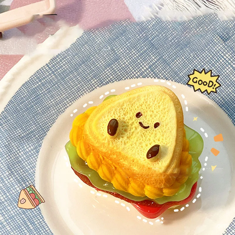 Mochi Taba SquishyNEW Extra Thick Sandwich Baby Toast Pinch Fidget Toy Layered Burger Split Sandwich Toy Antistress Autism Gift 3