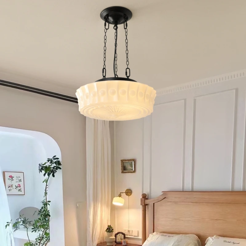 

Milk White Glass Chandelier Suitable for Bedroom and Study E27 Ceiling Lamp Suitable for Balcony Cloakroom Restaurant Lighting