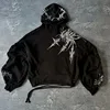 Dark Gothic geometric pattern printed oversized pullover hoodies women Y2K street hip-hop rock trend couple versatile sweatshirt 1