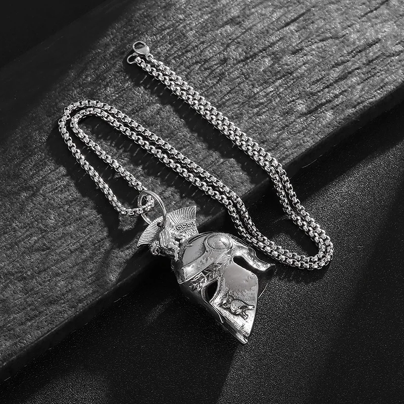 Stainless steel - Roman warrior helmet Sparta Ancient Greek warrior helmet pendant necklace