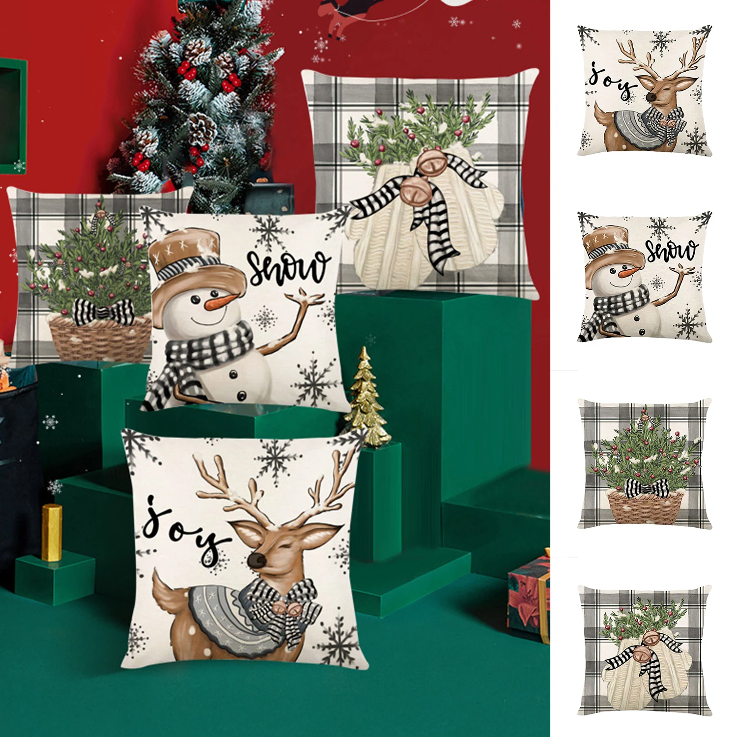 

45cm Merry Christmas Cushion Cover Pillowcase 2023 Christmas Decorations For Home Ornament New Year Christmas Decor 2024