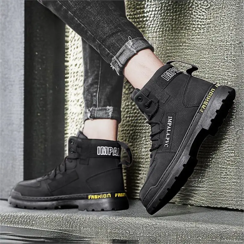 

Высокие мужские кожаные ботинки, модные мотоциклетные военные ботильоны для мужчин, зимние ботинки, мужская обувь на шнуровке, мужские ботинки