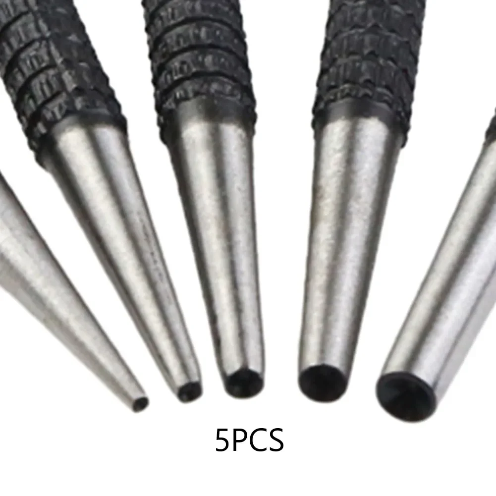 Woodworking Tool 5pcs Nail Punch Set Hammerless Hammer Punch Spring Tool Hammerless Nail Center Holes Woodwork Drill Bit Door Pin Removal