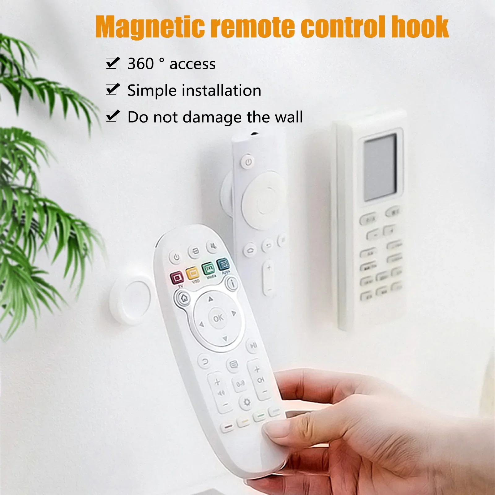10Pairs Magnetic Remote Control Holder Anti-Lost Wall Mount Magnet Hooks Fridge Sticker Storage Holder Home Decor Organizer Hook
