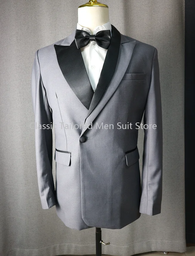 Mens Suit Groom Tuxedo Peaked Lapel Double Breasted