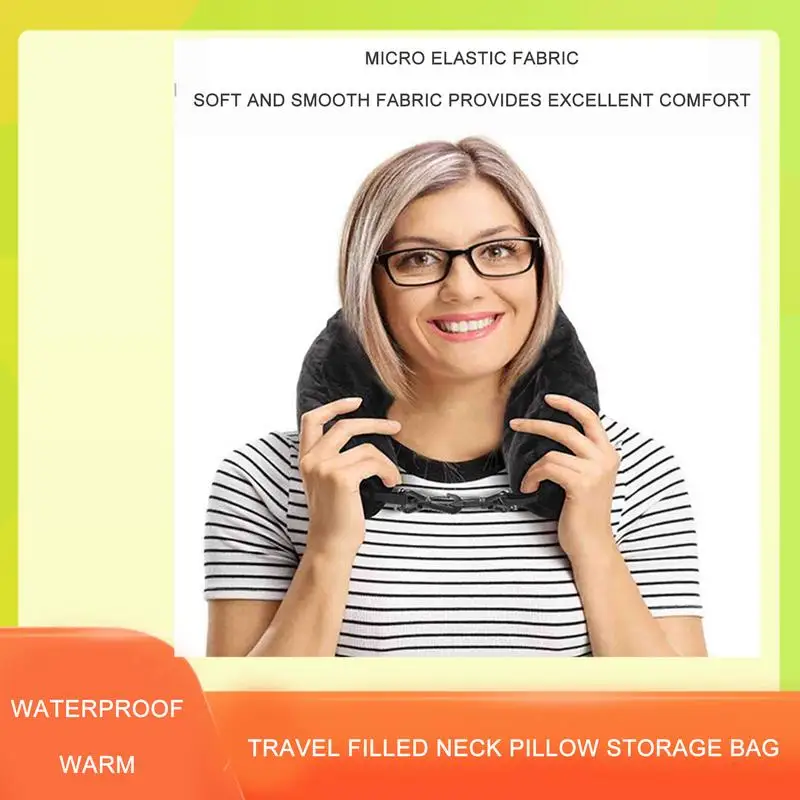 Portable Stuffable Neck Pillow Travel Neck Pillow Self-filling Travel Pillow for Travel with Refillable Support Cushion for Car 5