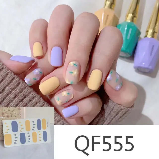 Lamemoria14tips Nail Stickers New Product Full Coverage 3D Summer Complete Nail Decals Waterproof Self-adhesive DIY Manicure QF555