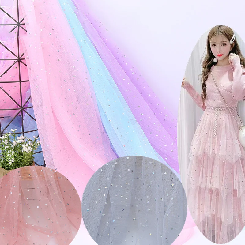 100cm * 150cm 1pc 반짝 이는 도트 메쉬 Tulle 패브릭 인형 아름다운 웨딩 드레스 의류 장식 재료 DIY 천 봉제 용품