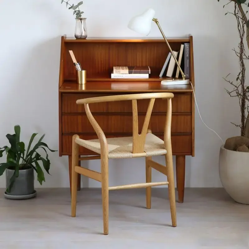 Chair Solid Wood Nordic Simple Modern Dining Chair Leisure Armback Domestic Wooden Chinese Rattan Book