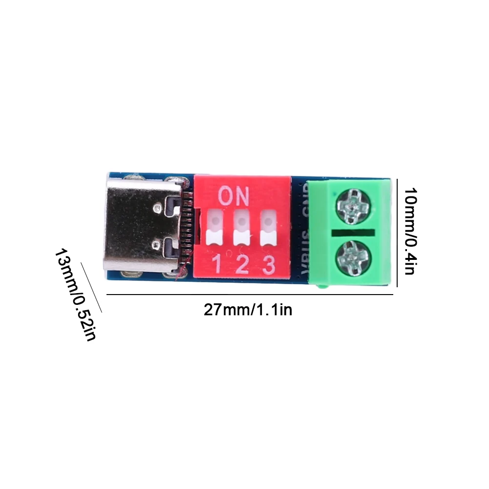 PD 고속 충전 테스트 보드, 5-20V 조정 가능한 충전 테스트 모듈, USB C타입 100W 전압 커넥터, 전원 공급 장치 액세서리
