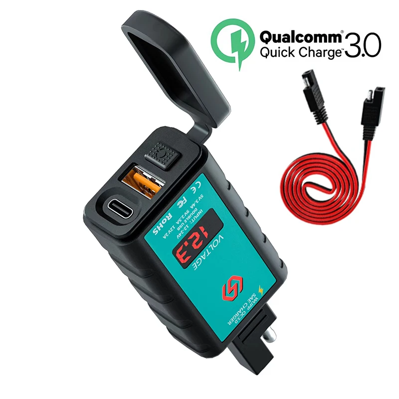 Qc3 0 12v usb motorcycle charger quick charger waterproof switch with