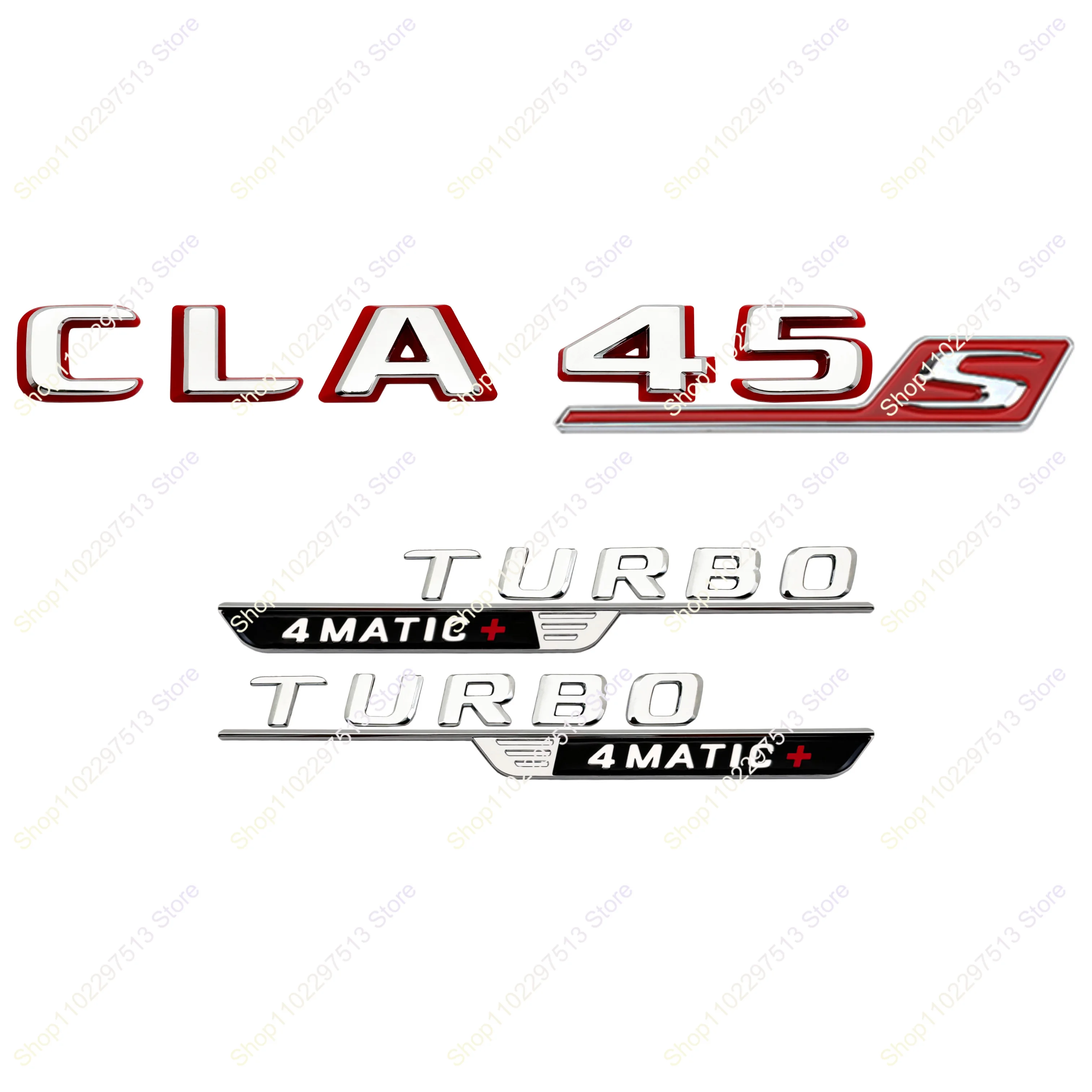 2024 신형 레터스 넘버스 CLA35 CLA45 CLA45s 터보 4매틱+ 엠블럼 (C118 W117 차량 펜더 트렁크 리어 스티커용)