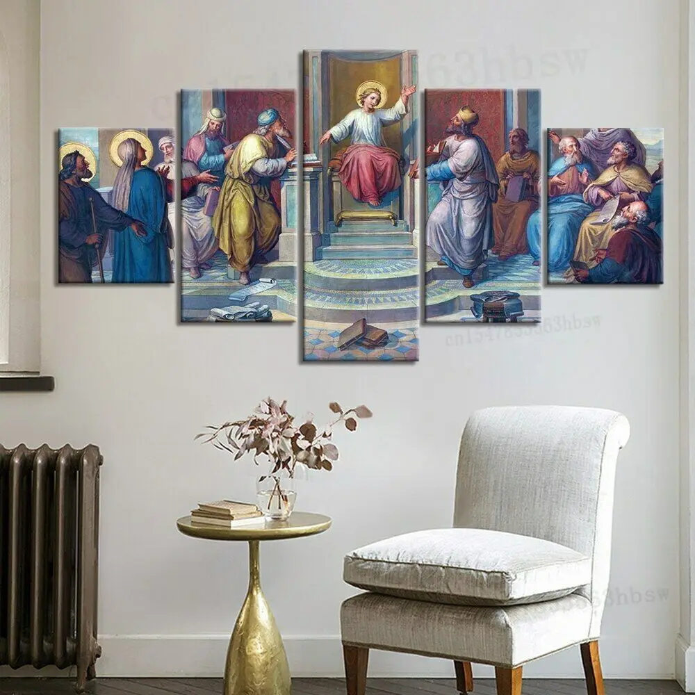 

5 Panel Catholic Jesus Religion Canvas Picture Wall Art HD Print Decor Poster No Framed Room Decor Paintings Pictures 5 Piece