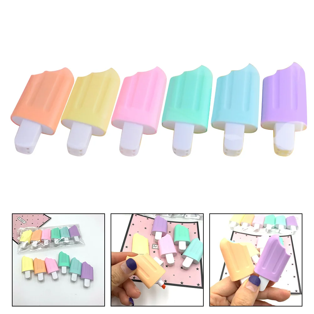 Fluorescent Marker Pen Ice Cream Highlighter Emphasize Marking Pen Highlight Pen Cartoon Colored Pen painting pen multiuse 5rolls page markers colored sticky tabs translucent sticky notes flags for page marking fluorescent index tabs stickers