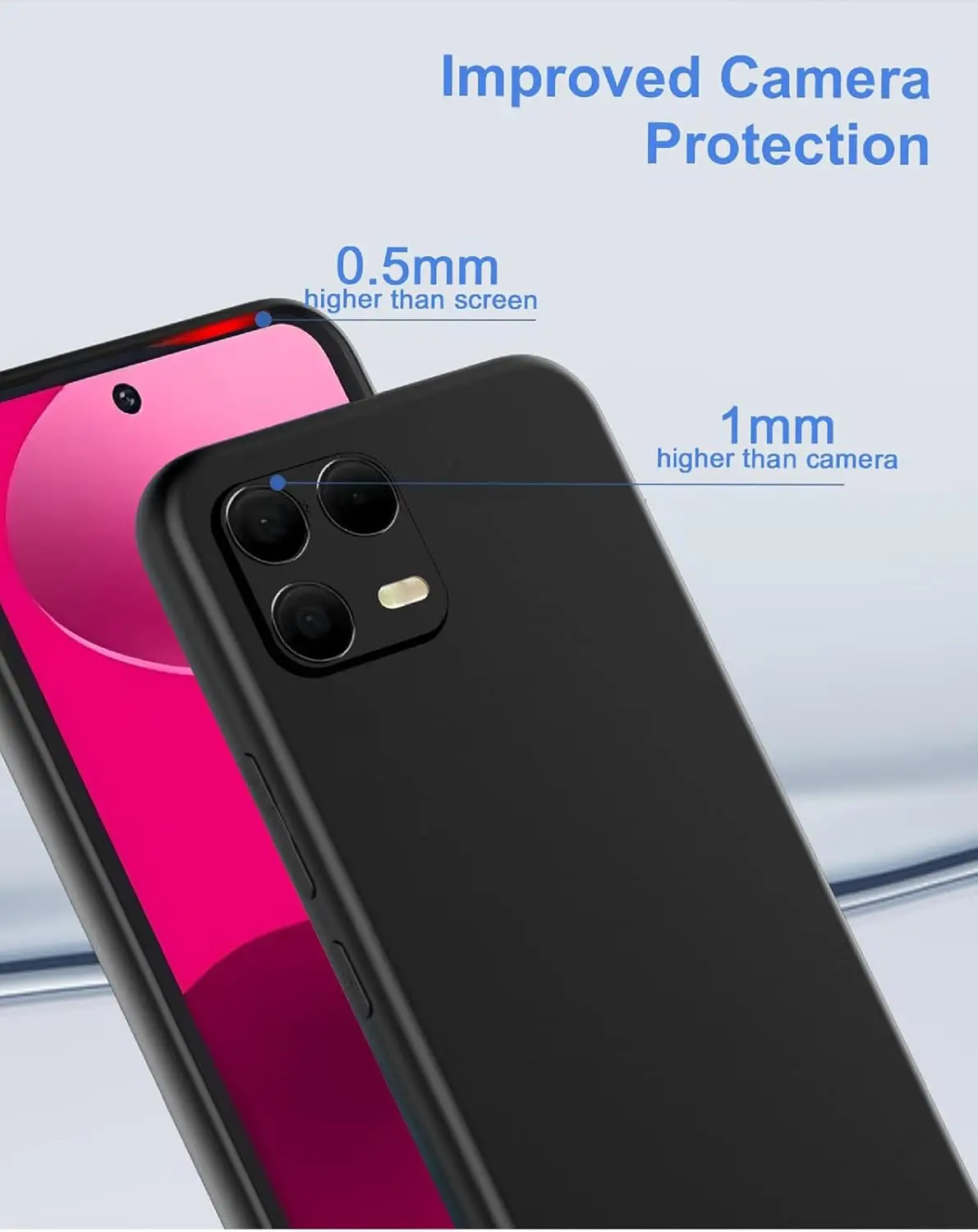 Black Matte Soft TPU Camera Protection Back Phone Case Cover