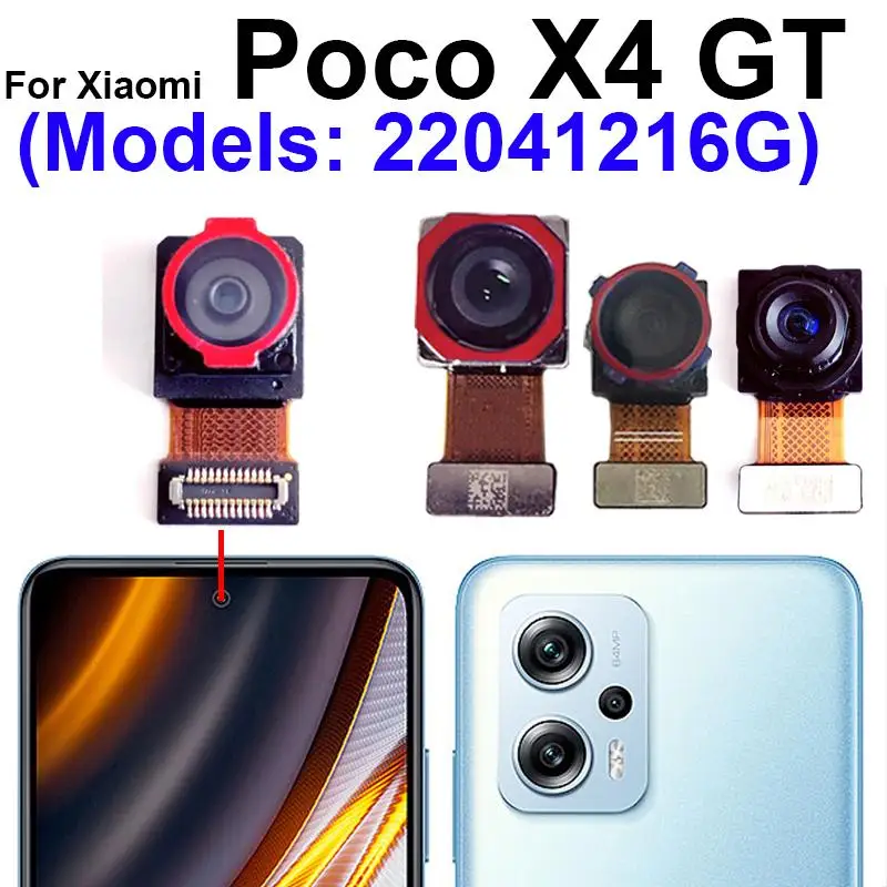 Câmera traseira e frontal principal para Xiaomi POCO X4 GT X4 Pro, revestimento primário 5G, câmera grande pequena, peças de cabo flexível