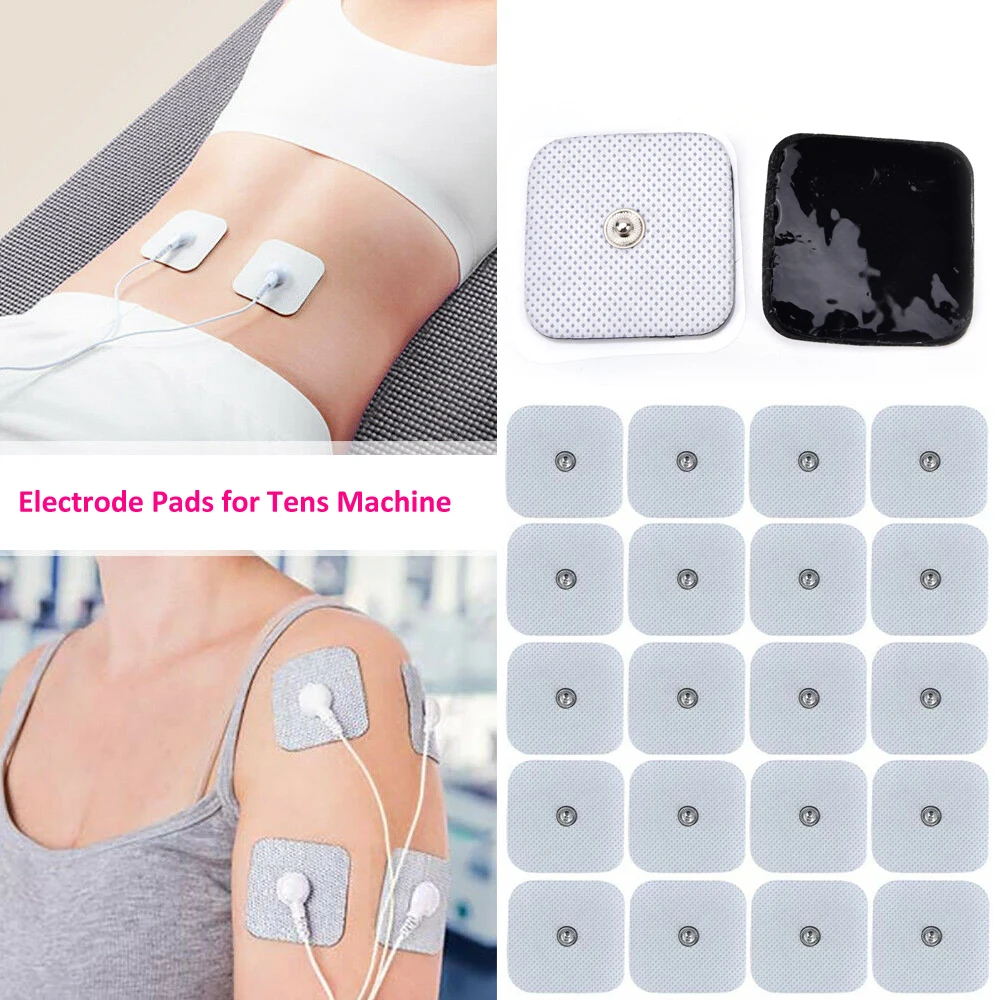 

10/20Pcs 4*4cm Self Adhesive Electrode Pads Replacement For Acupuncture Tens Machine EMS Pulse Slimming Massager Therapy Snap On