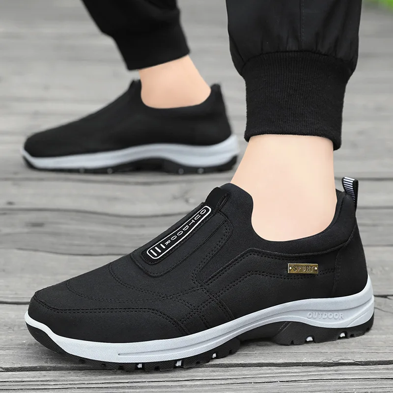 Scarpe da passeggio casual da uomo Scarpe da ginnastica ortopediche slip-on in finta pelle scamosciata per fare jogging Escursionismo Anziani Comodo design conciso - immagine 6