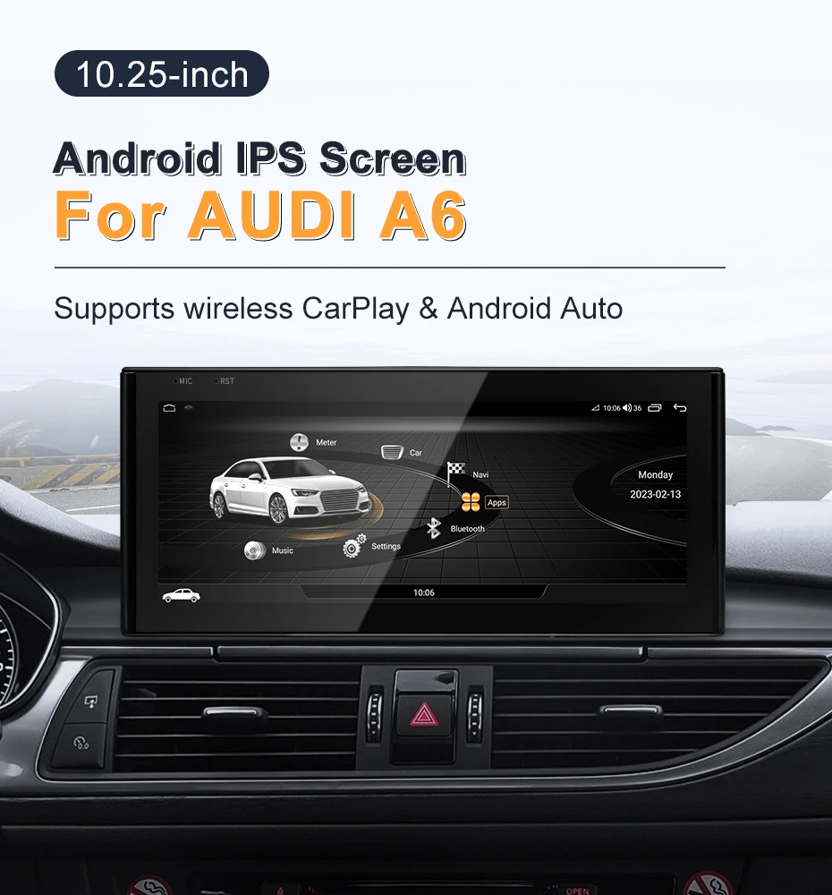 Android 14 12.3inch Wireless CarPlay Auto For AUDI 2012-2018 Year A6 A7 C7 S6 S7