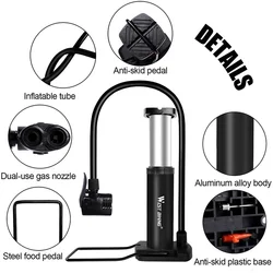 Pompe à pied gonflable pour vélo, Portable, 100 psi, haute pression 