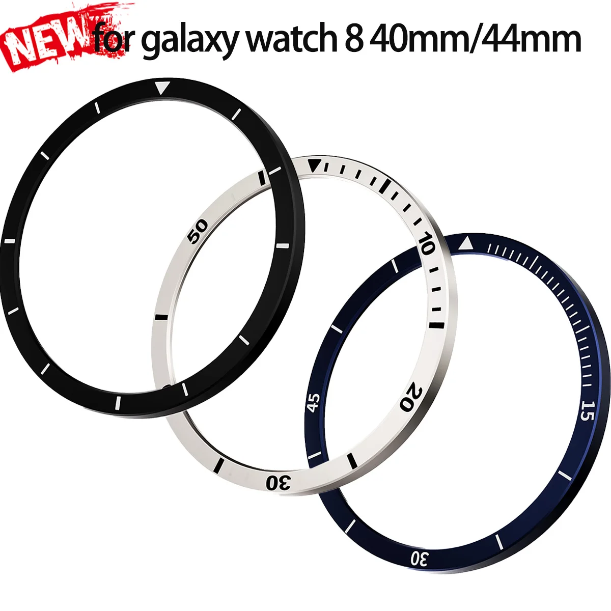 삼성 갤럭시 워치 8 40mm/44mm 합금 베젤 스크린 보호 케이스, 시간 및 속도 눈금이 새겨진 커버 범퍼 시계 액세서리