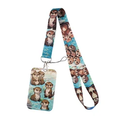 Charming Otter Lanyard - Stylish Keychain & ID Badge Holder Gift (Black)