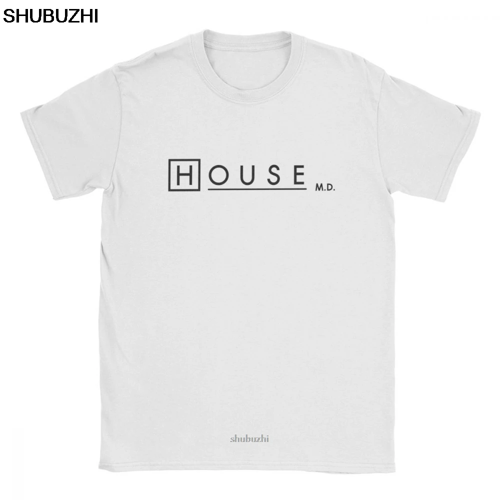 House Md T Shirt Per Uomo Dr House Logo Bianco Top Manica Corta T-Shirt Casual Girocollo T-Shirt In Puro Cotone Sbz8117