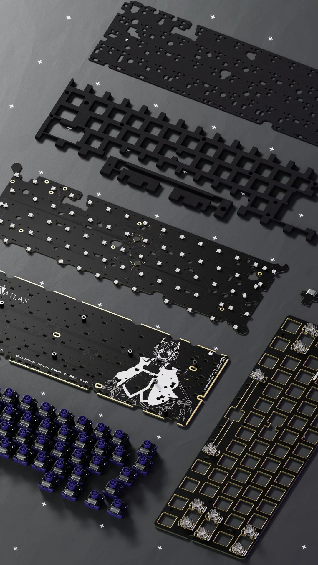 RAKKA 60 ATLAS HE キーボード PCB フォームセット ホール効果