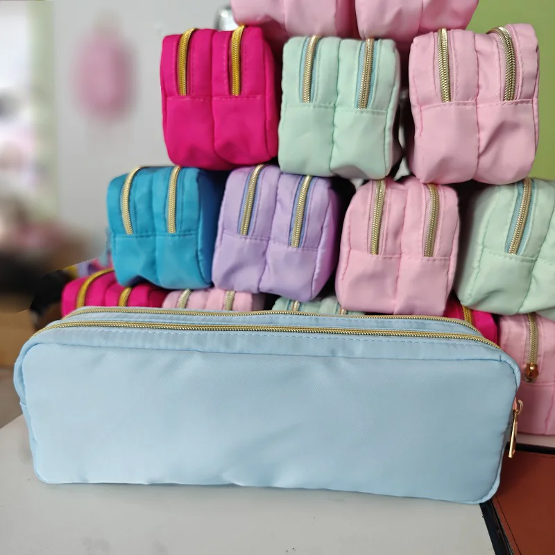 

2024 Nylon Large Capacity Pencil Case Waterproof Colourful Cosemtic Bag Makeup Brush Storage Bag Travel Makeup Organizer Clutch