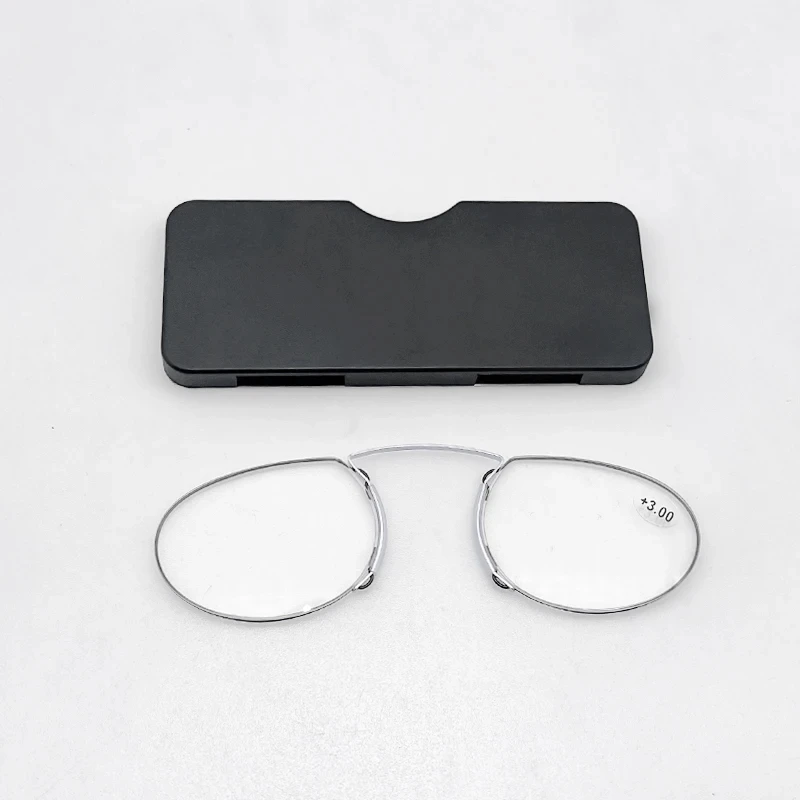 2024 Titanium Mini Reading Glasses Clip Nose Round Optical Glasses With Box Wallet Portable Prescription Eyewear Degree 1 To 3 2