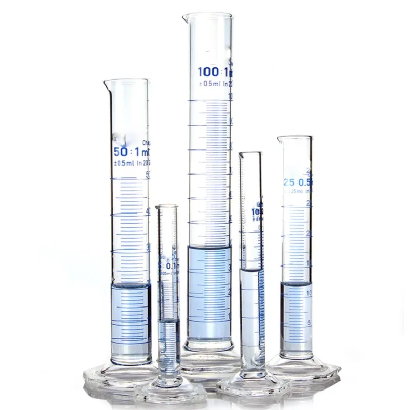 250mL Measuring Cylinder with Spout and Graduation with Glass Heagon Base Laboratory Chemistry Equipment