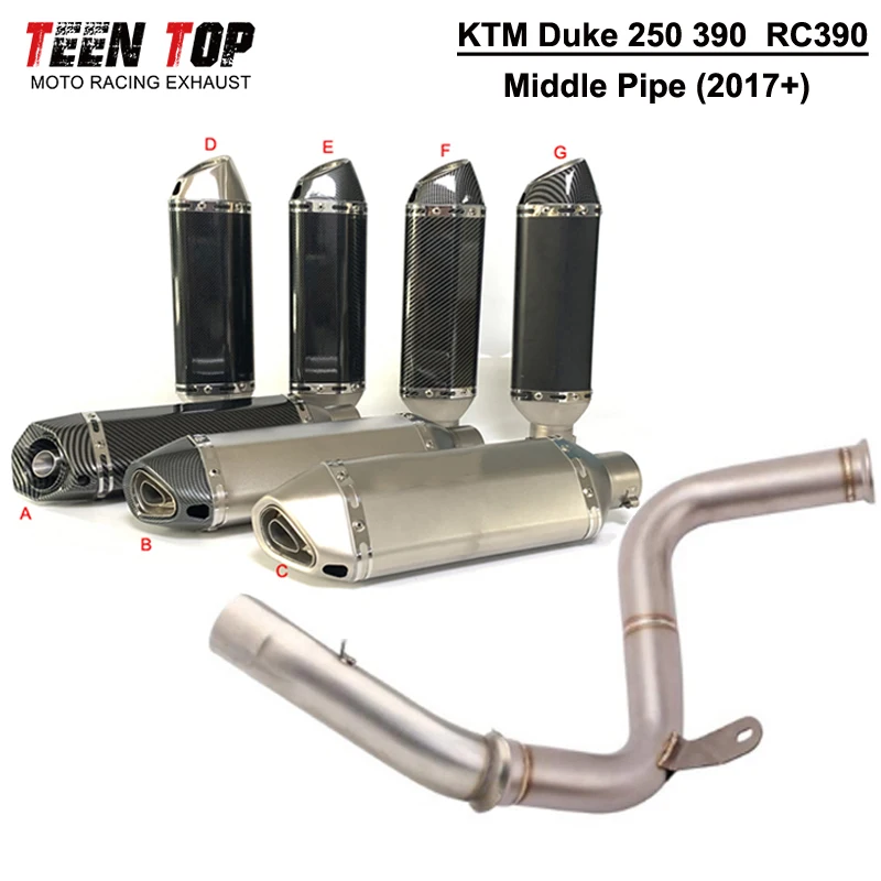 For KTM Duke 250 390 RC390 Exhaust 51mm Motorcycle Exhaust Muffler Stainless Steel Escapes Para Moto Duke 390 Tube AK Exhaust