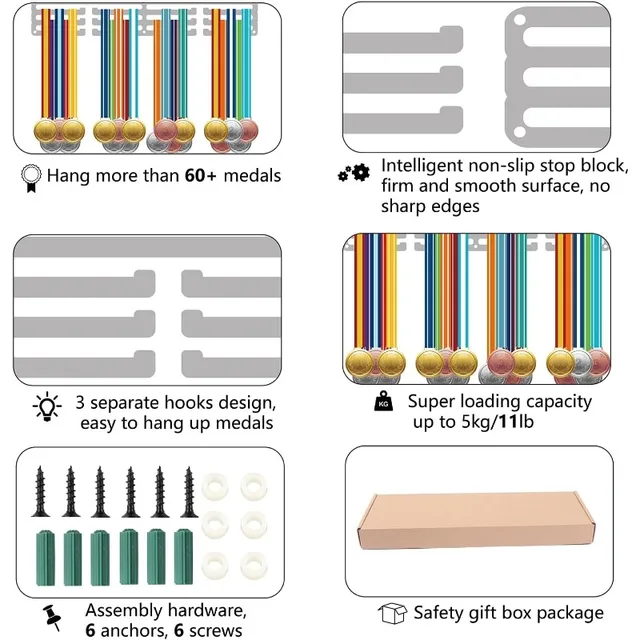 Porta Medaglie In Acrilico CREATCABIN | Display Per Medaglie Sportive Da Parete - Foto 5